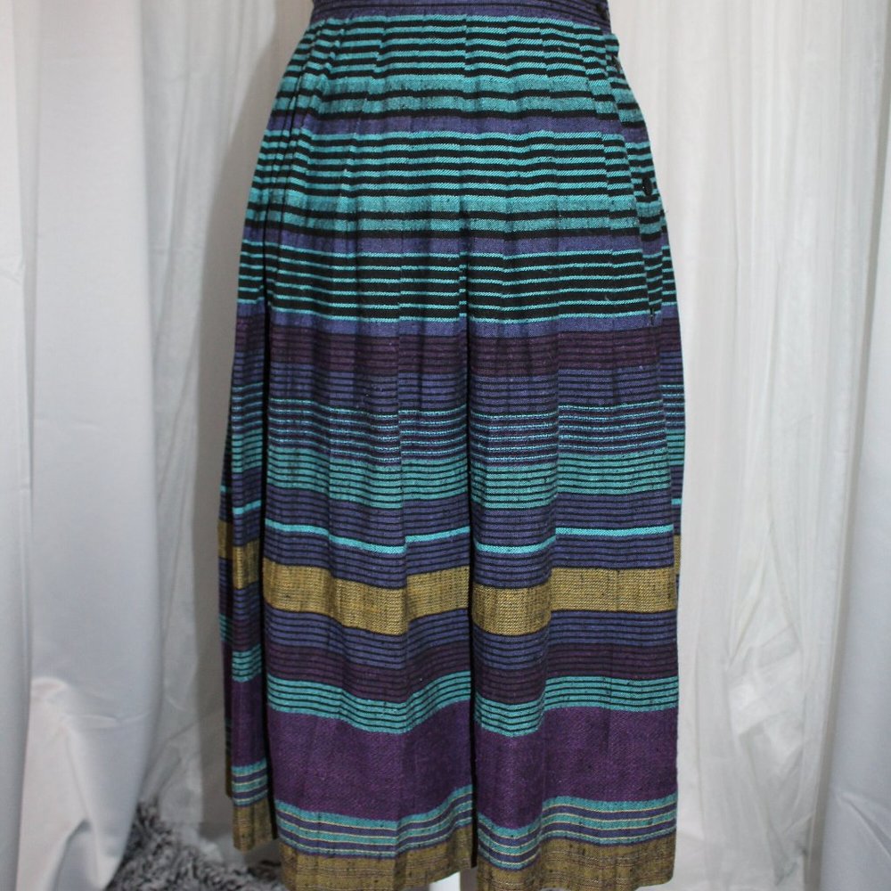 Vintage Counterpart Petites Pleated Multi Color Skirt